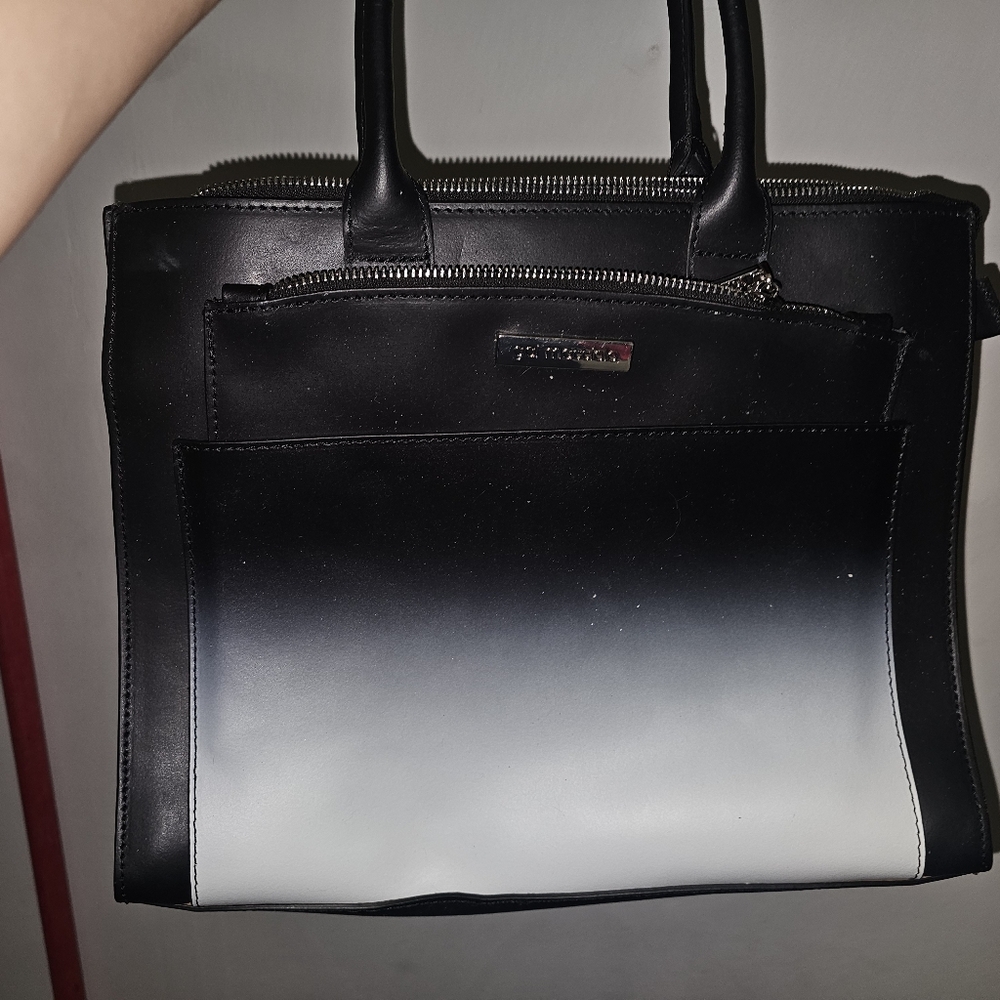 Gai Mattiolo Italian Leather Purse Black And White